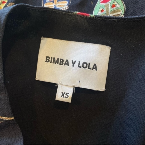 Bimba y Lola Colorful Black Mask Dress Women’s Size XS Extra Small - Picture 7 of 12